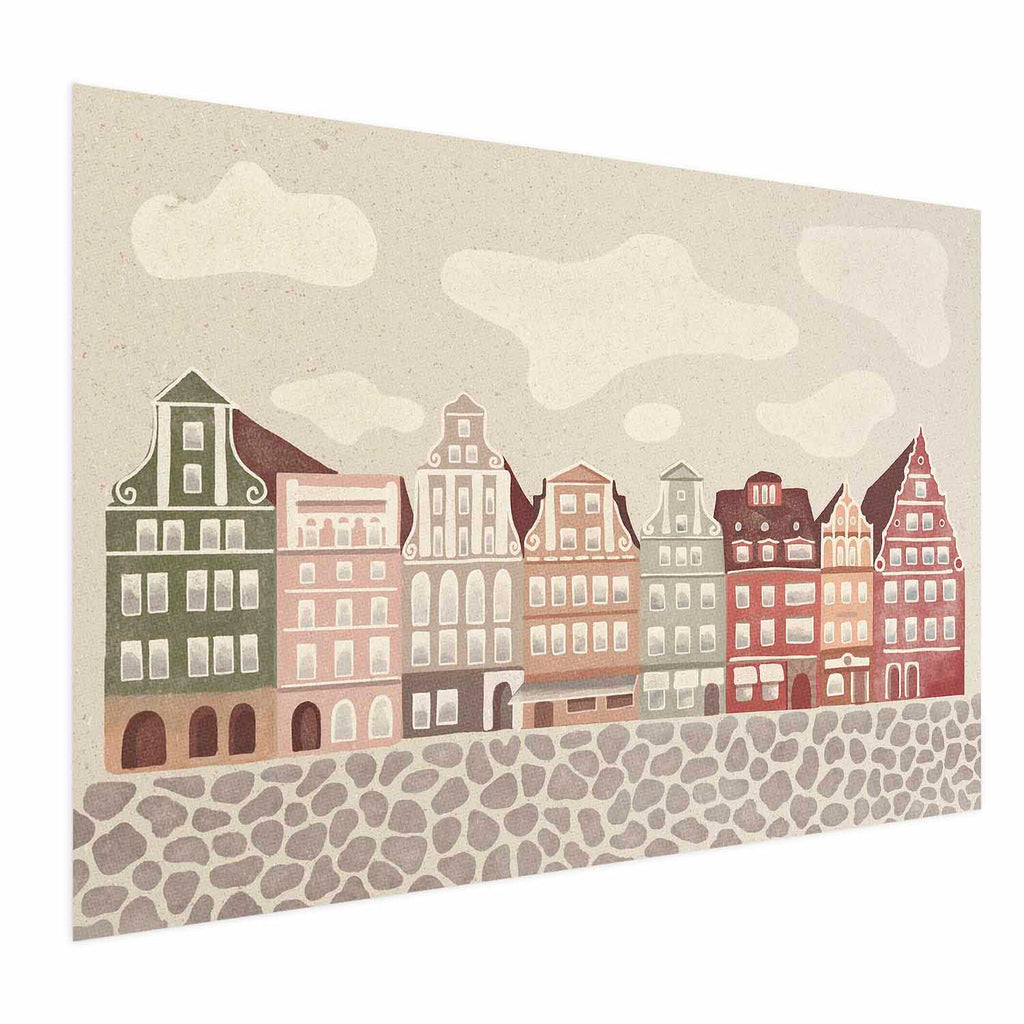 Colorful Wrocław Tenement Facades City Poster