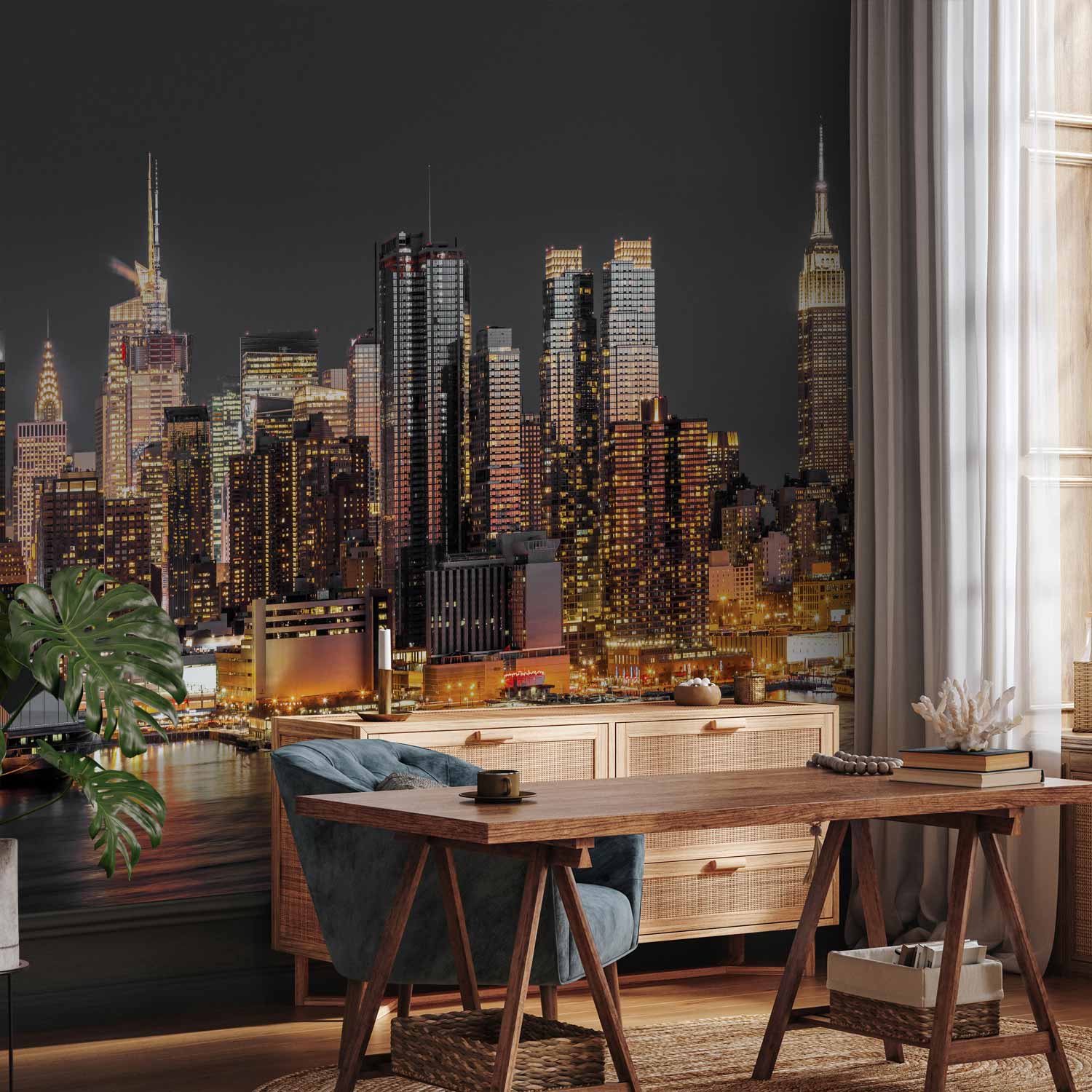 NYC Manhattan Skyline Twilight Wall Mural