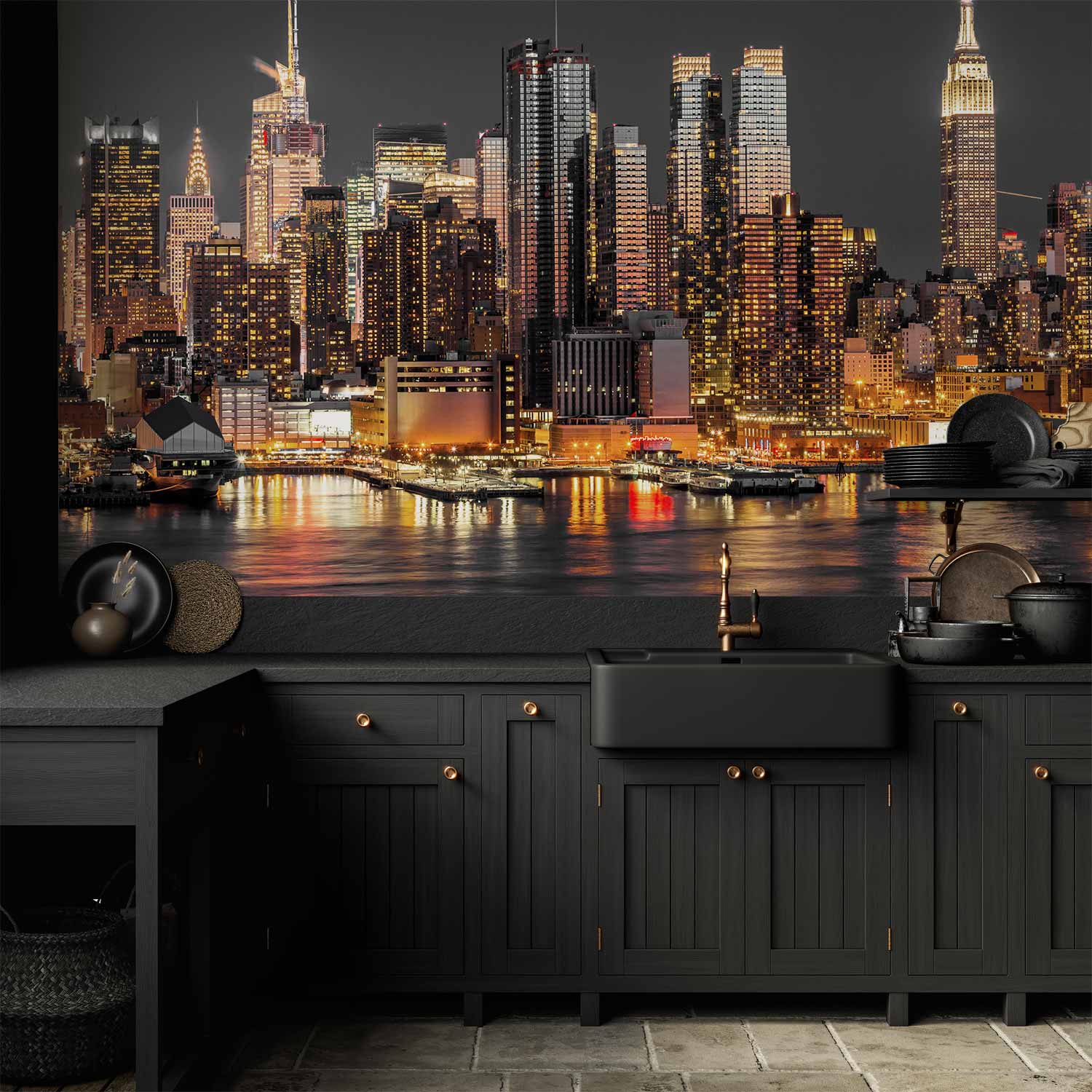 NYC Manhattan Skyline Twilight Wall Mural