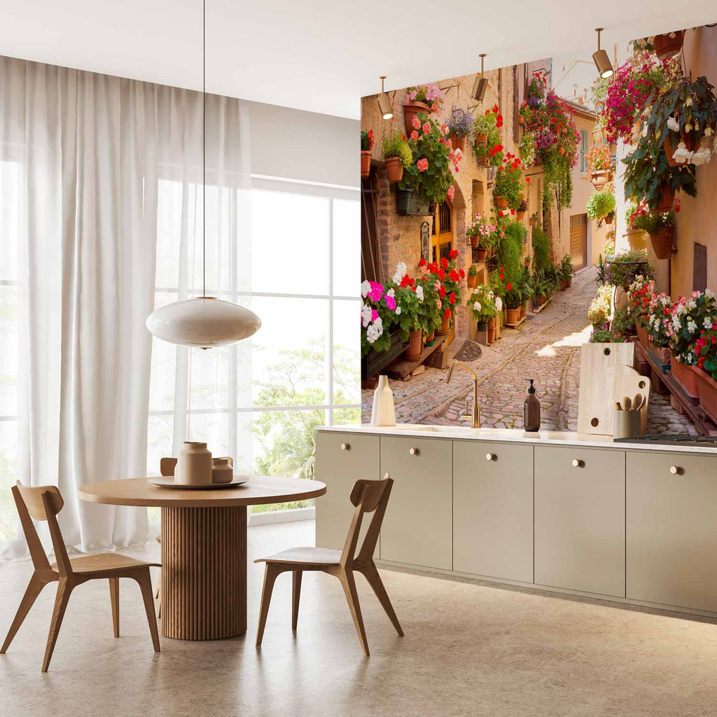 Spello Italy Flowered Alley Street Wall Mural