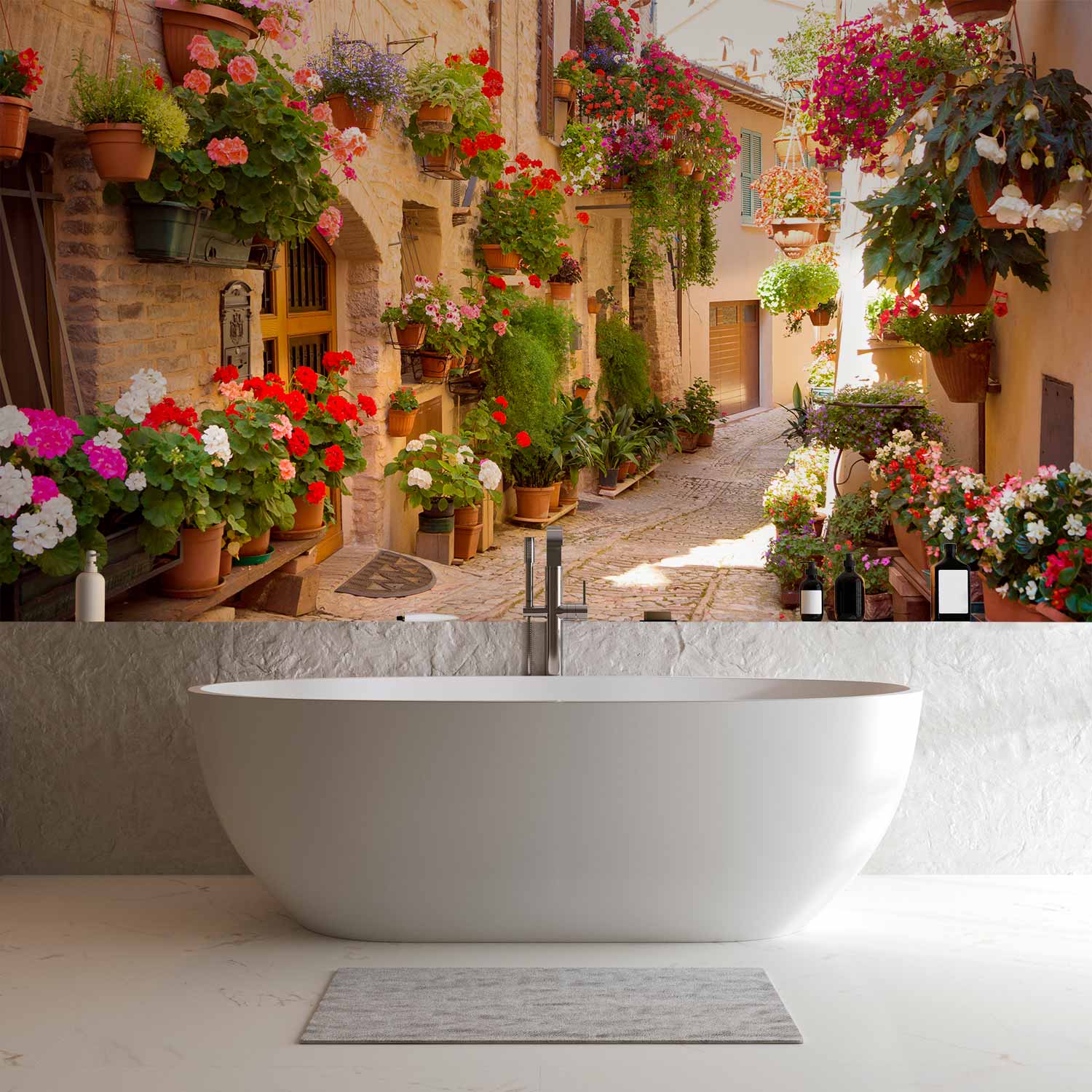 Spello Italy Flowered Alley Street Wall Mural
