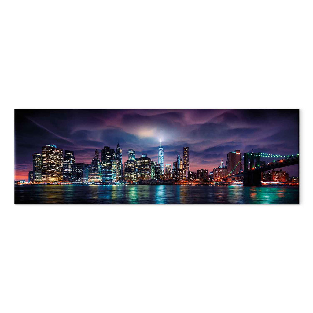 New York Manhattan Night Panorama Canvas Print