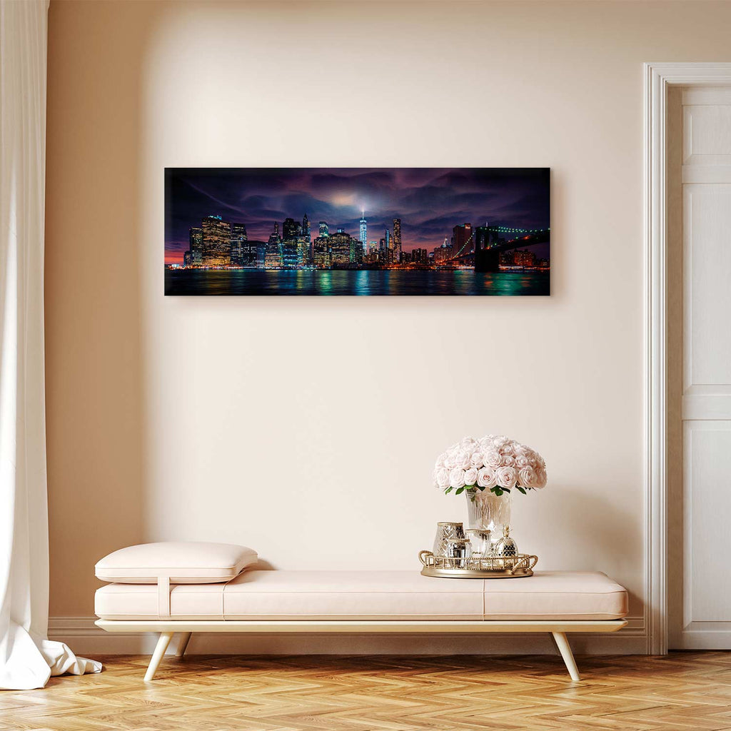 New York Manhattan Night Panorama Canvas Print