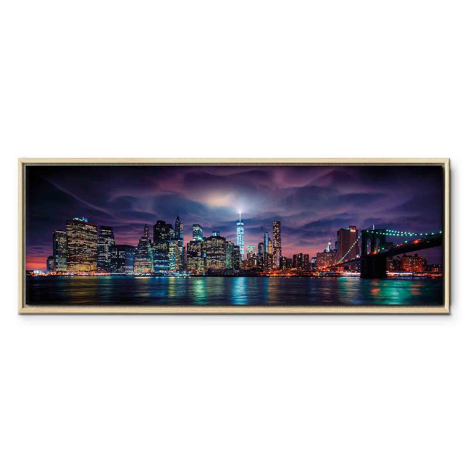 New York Manhattan Night Panorama Canvas Print