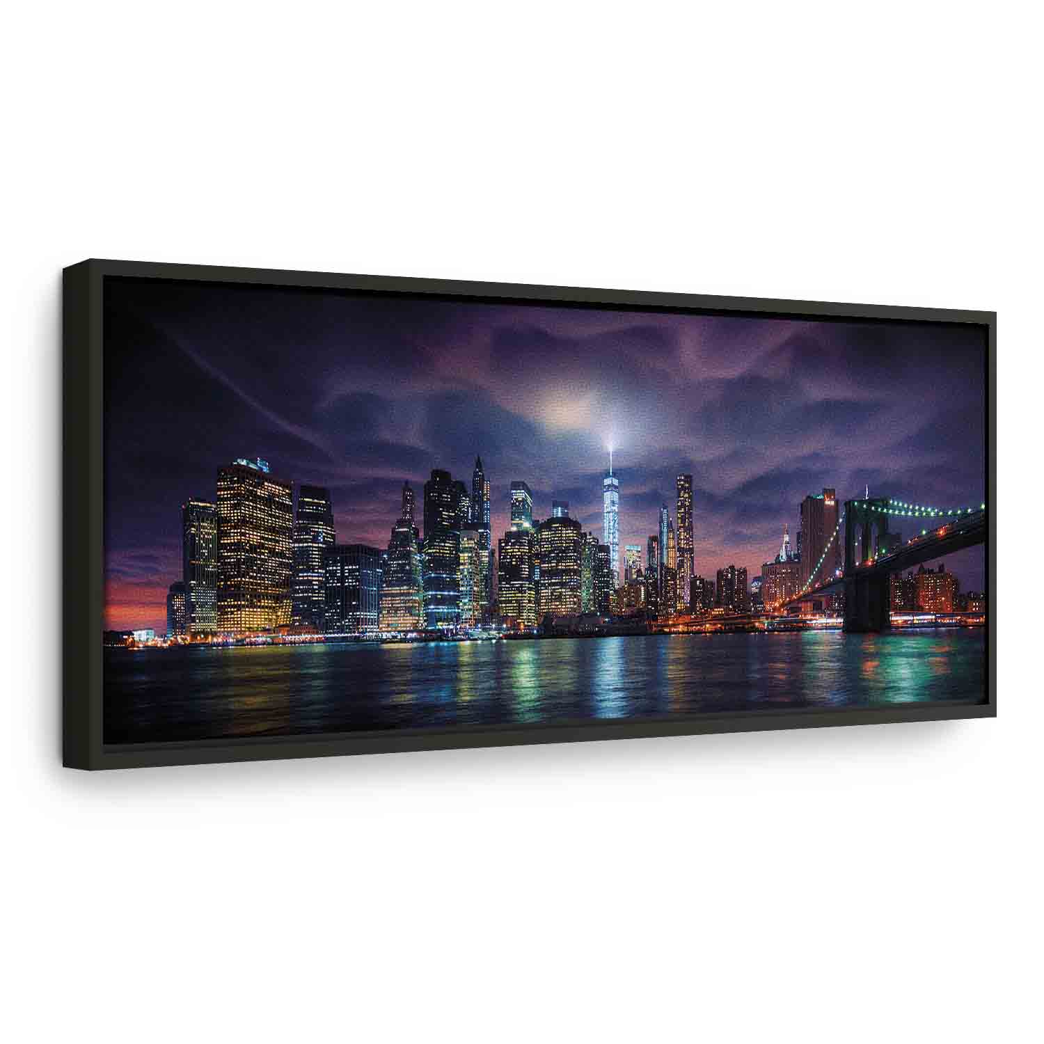 New York Manhattan Night Panorama Canvas Print