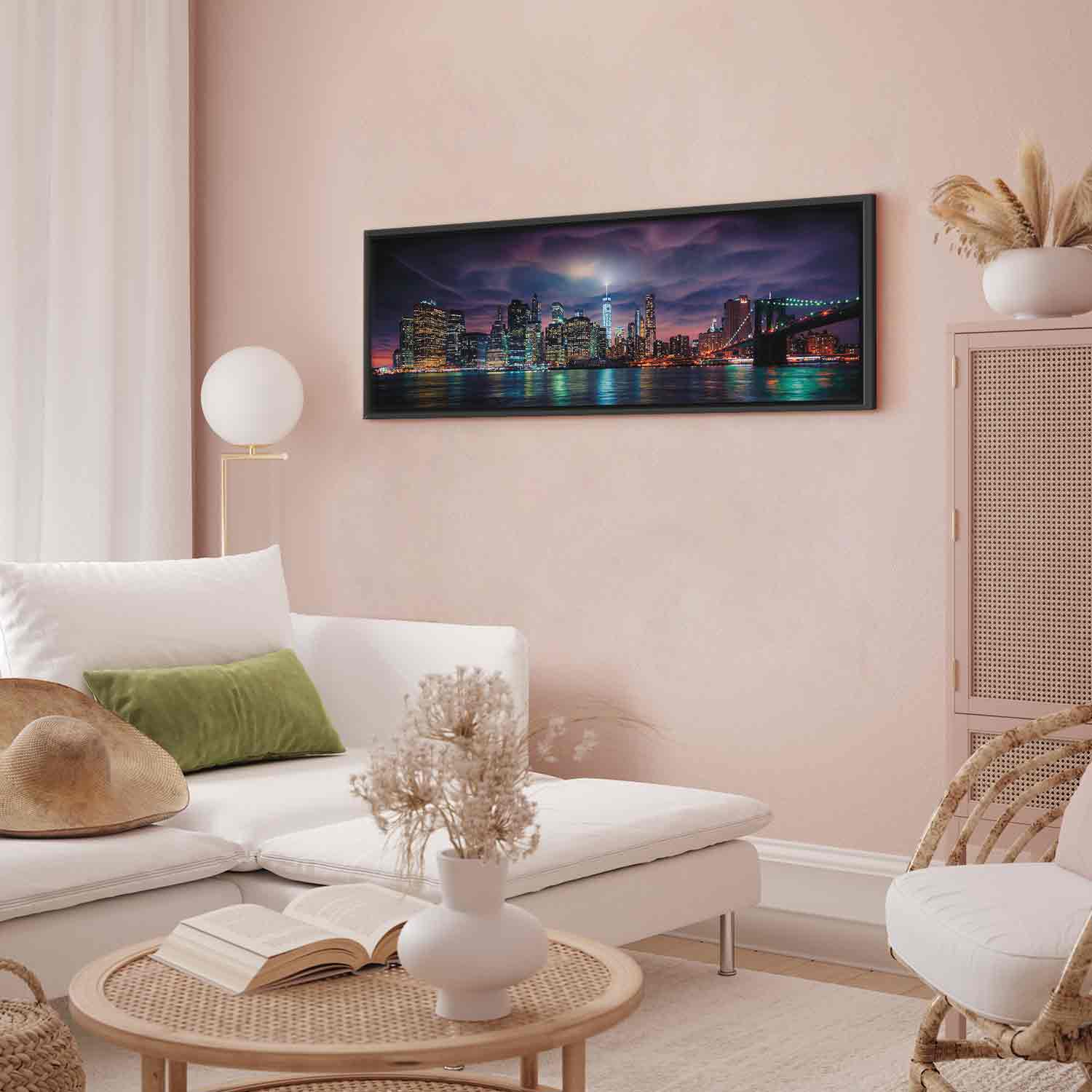 New York Manhattan Night Panorama Canvas Print