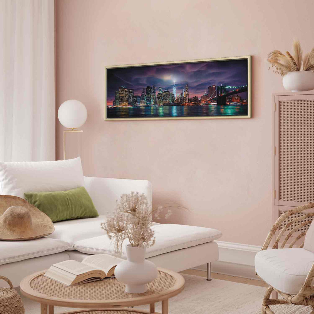 New York Manhattan Night Panorama Canvas Print