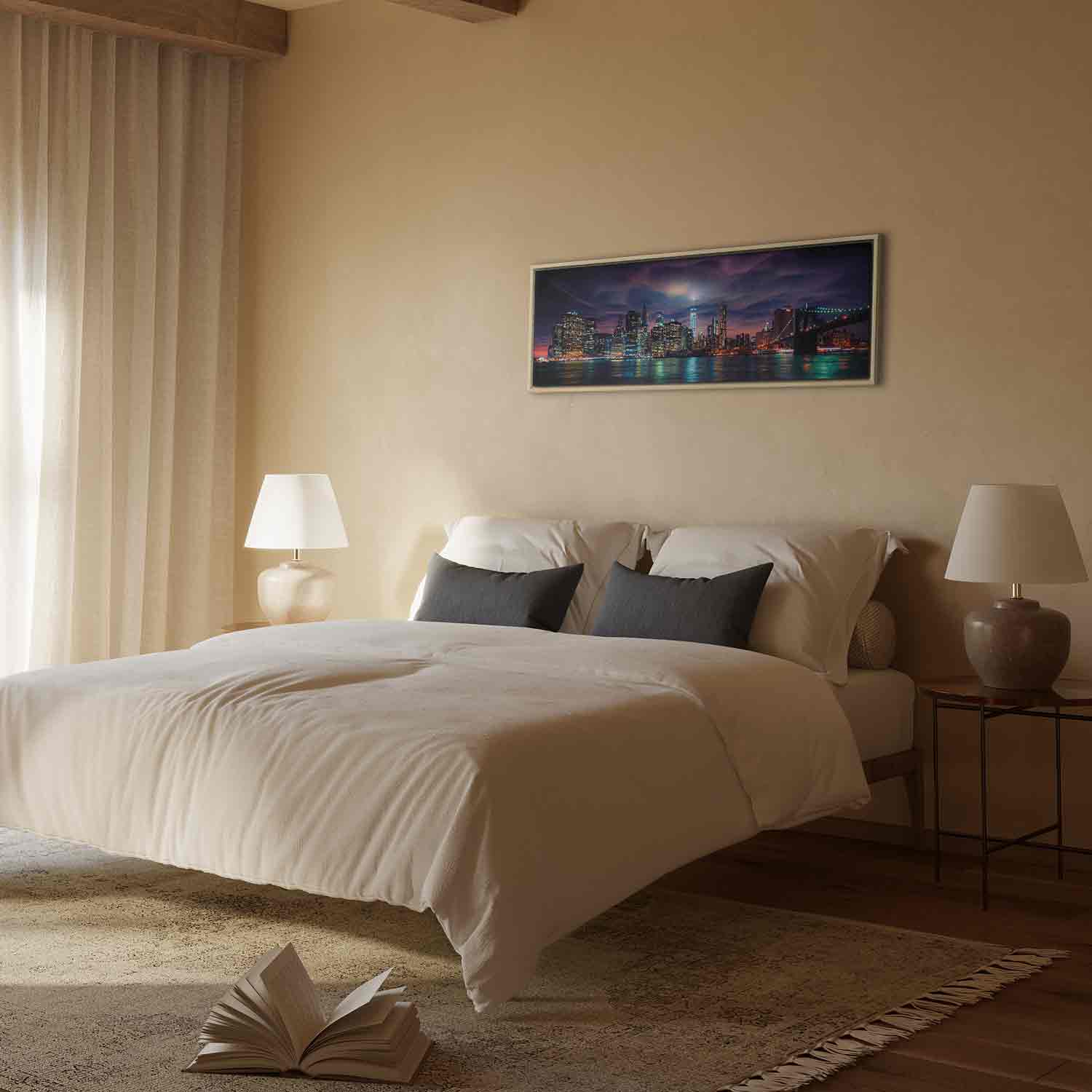 New York Manhattan Night Panorama Canvas Print