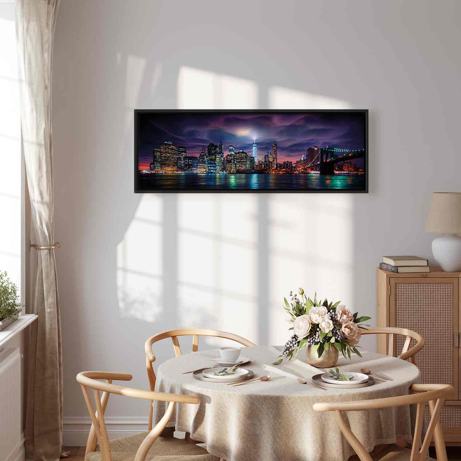 New York Manhattan Night Panorama Canvas Print