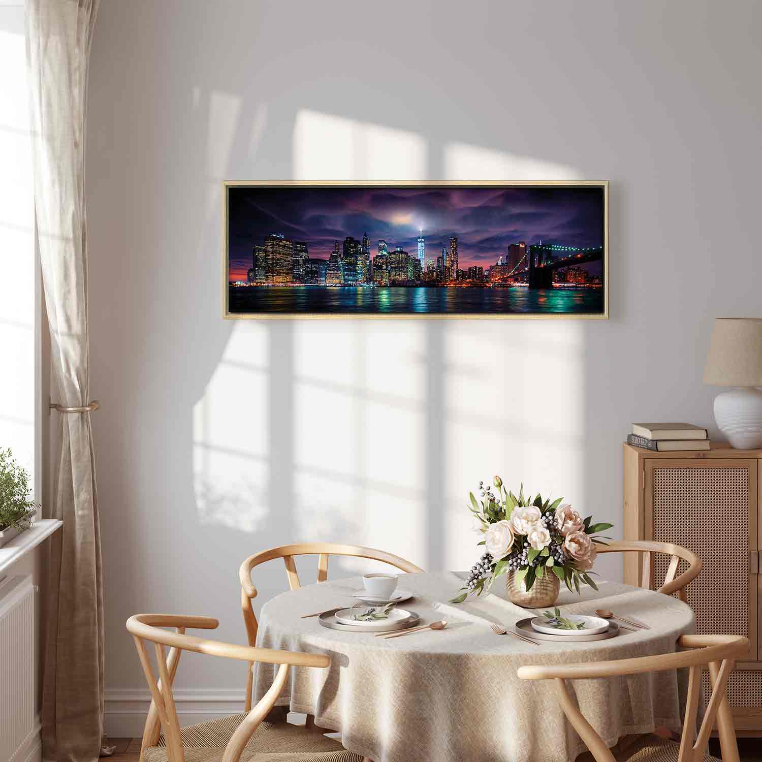 New York Manhattan Night Panorama Canvas Print