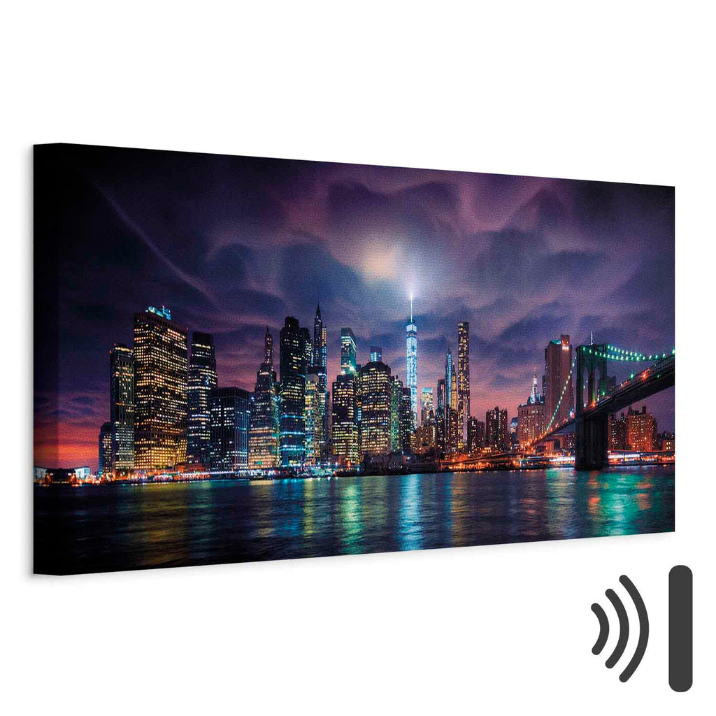 New York Manhattan Night Panorama Canvas Print