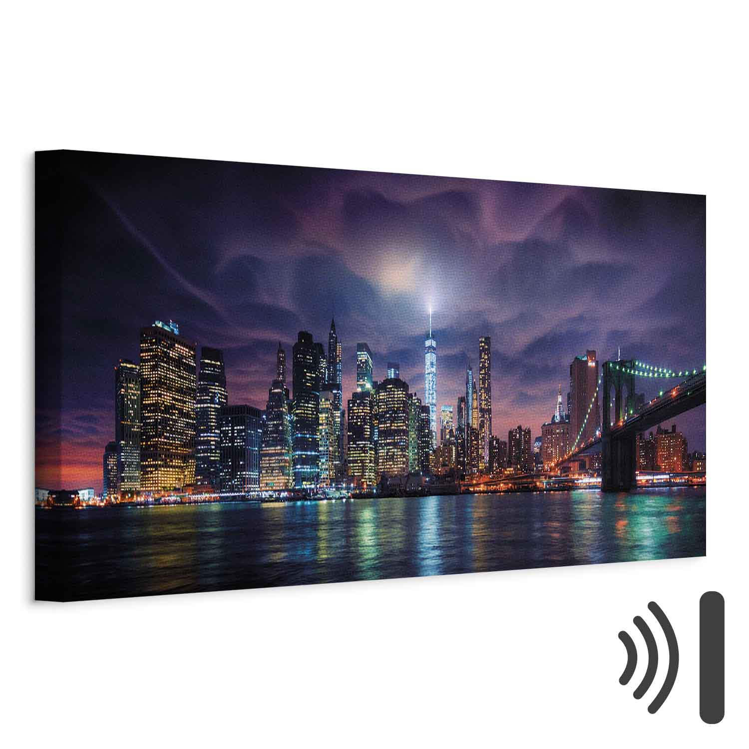 New York Manhattan Night Panorama Canvas Print