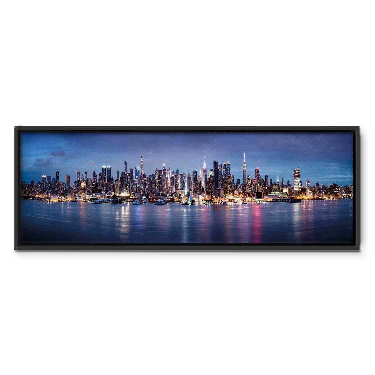 New York Manhattan Night Skyline Panorama Canvas Print