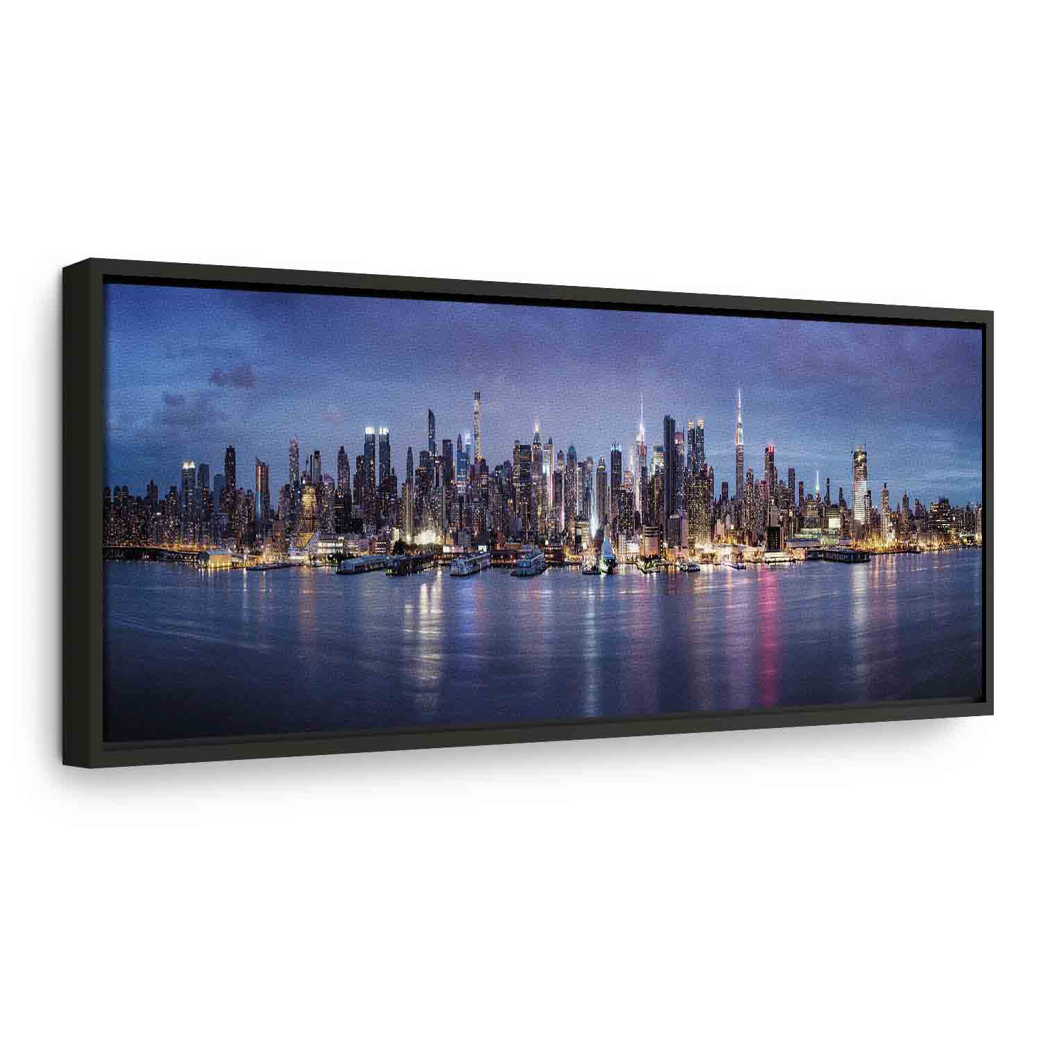 New York Manhattan Night Skyline Panorama Canvas Print