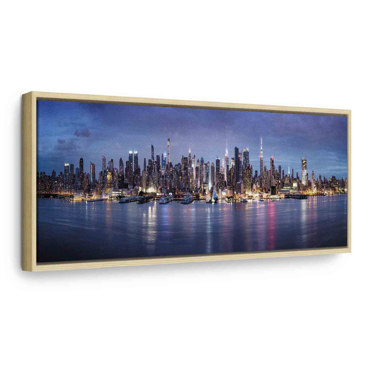 New York Manhattan Night Skyline Panorama Canvas Print