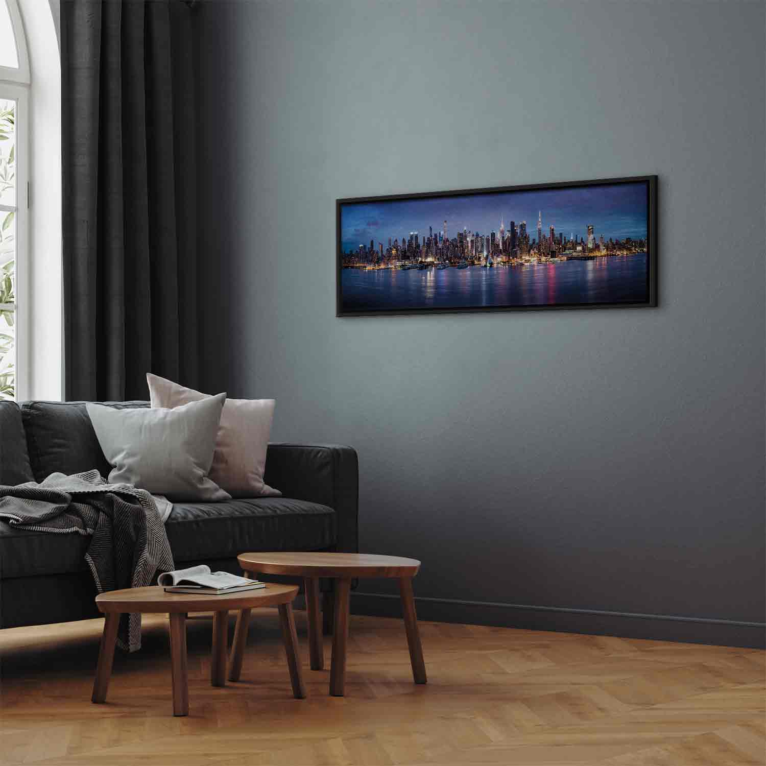 New York Manhattan Night Skyline Panorama Canvas Print
