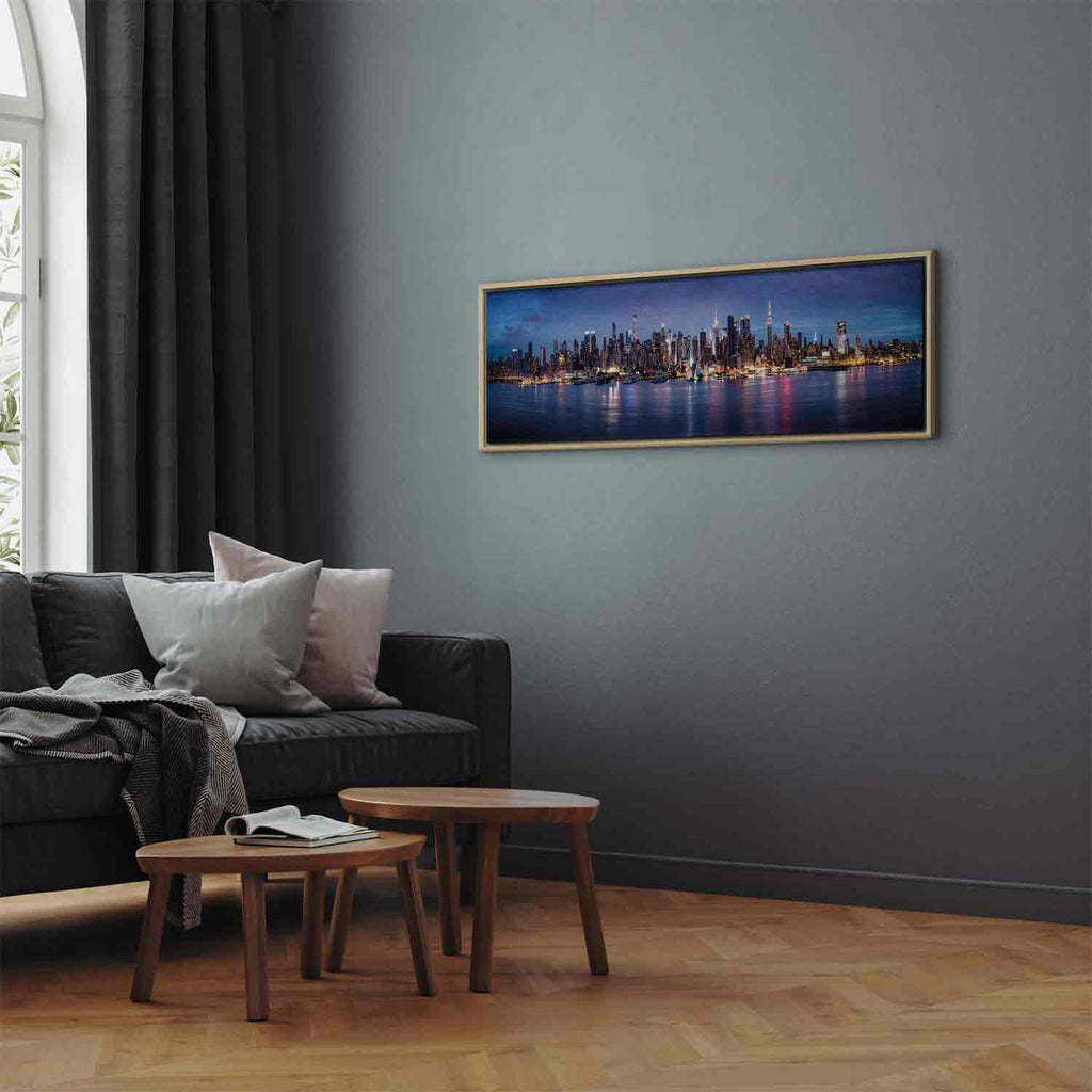 New York Manhattan Night Skyline Panorama Canvas Print