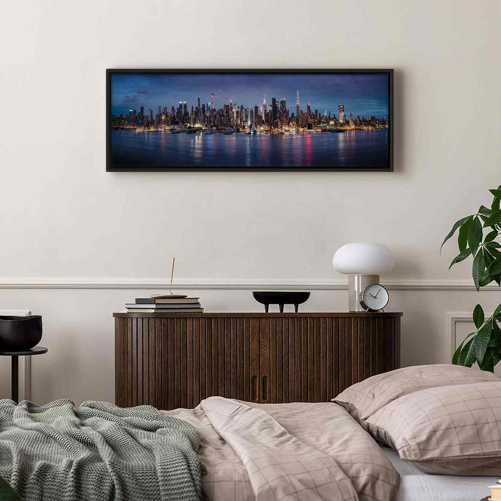 New York Manhattan Night Skyline Panorama Canvas Print