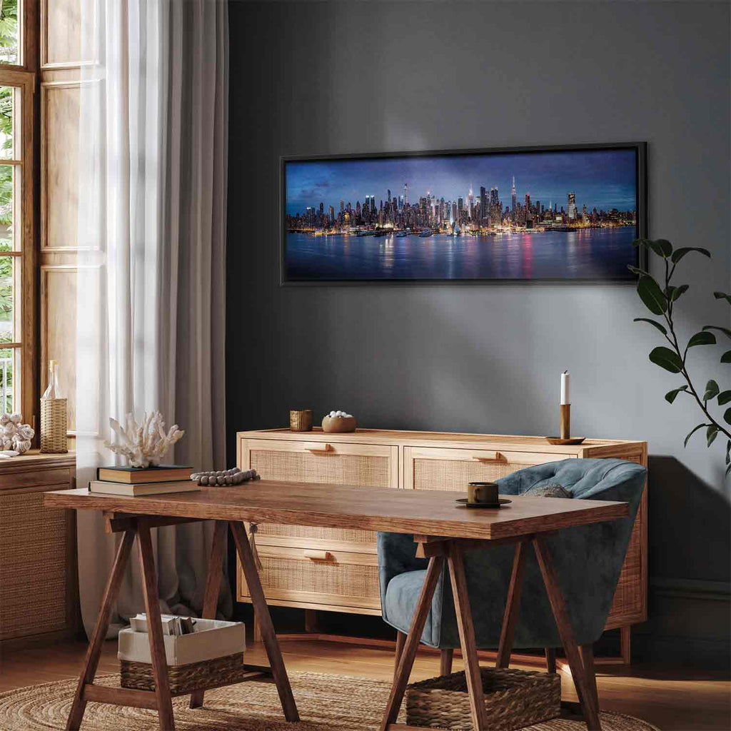New York Manhattan Night Skyline Panorama Canvas Print