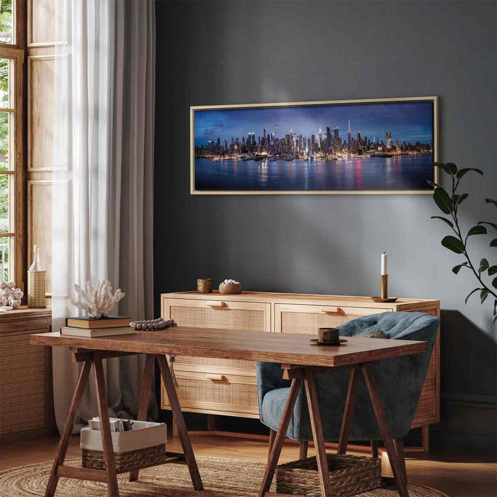 New York Manhattan Night Skyline Panorama Canvas Print