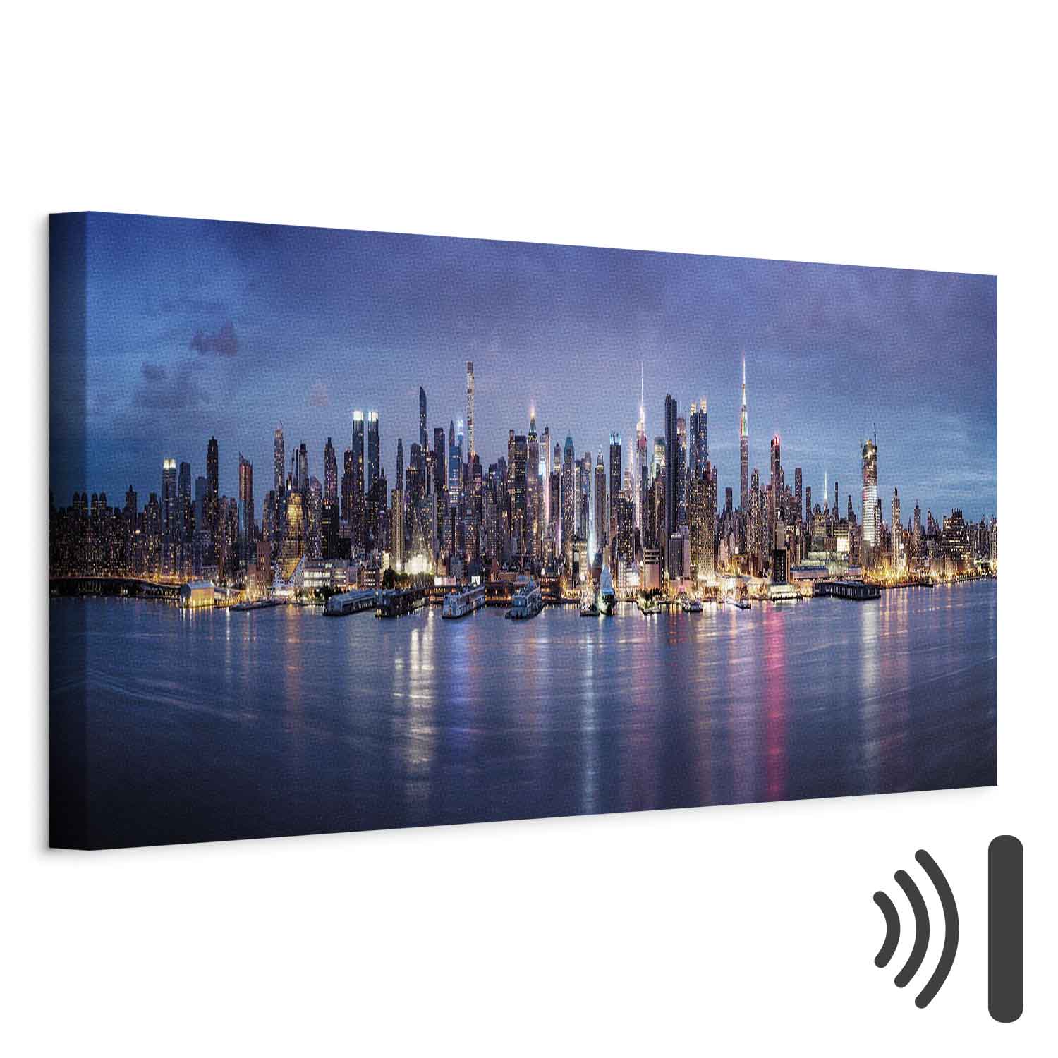 New York Manhattan Night Skyline Panorama Canvas Print