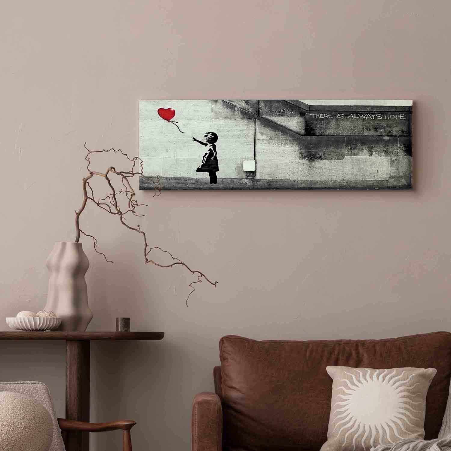 Hope Graffiti Girl Narrow Red Canvas Print