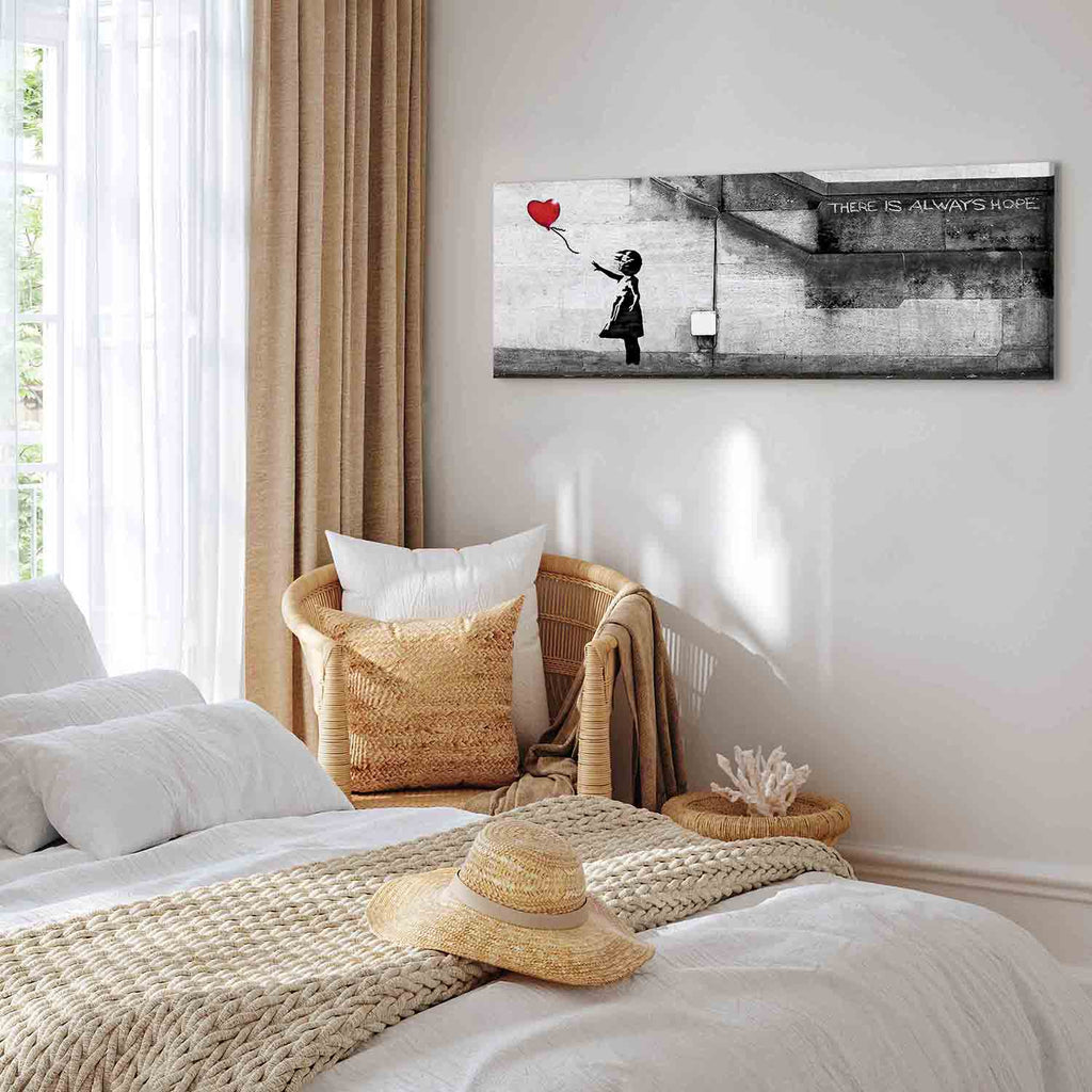 Hope Graffiti Girl Narrow Red Canvas Print