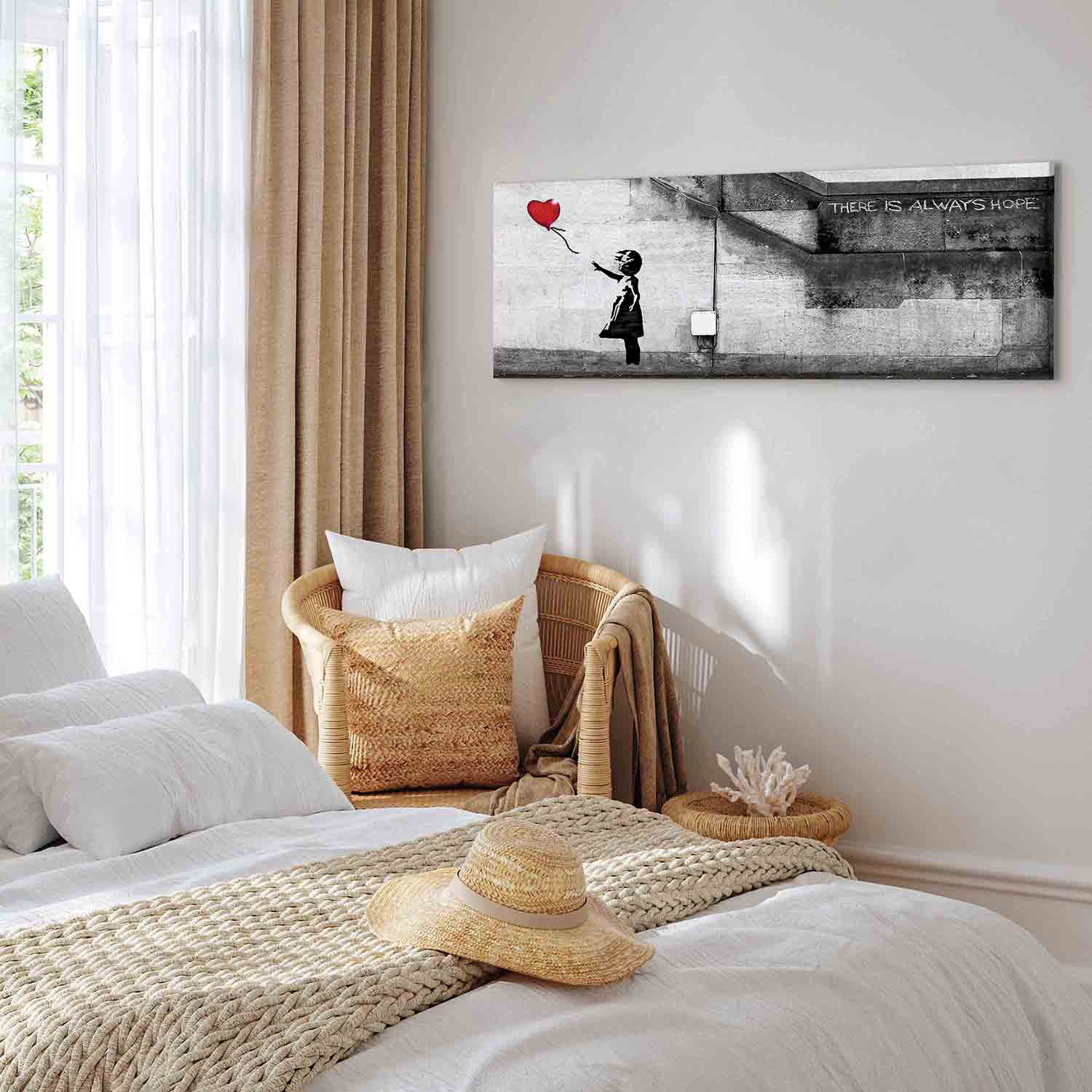 Hope Graffiti Girl Narrow Red Canvas Print