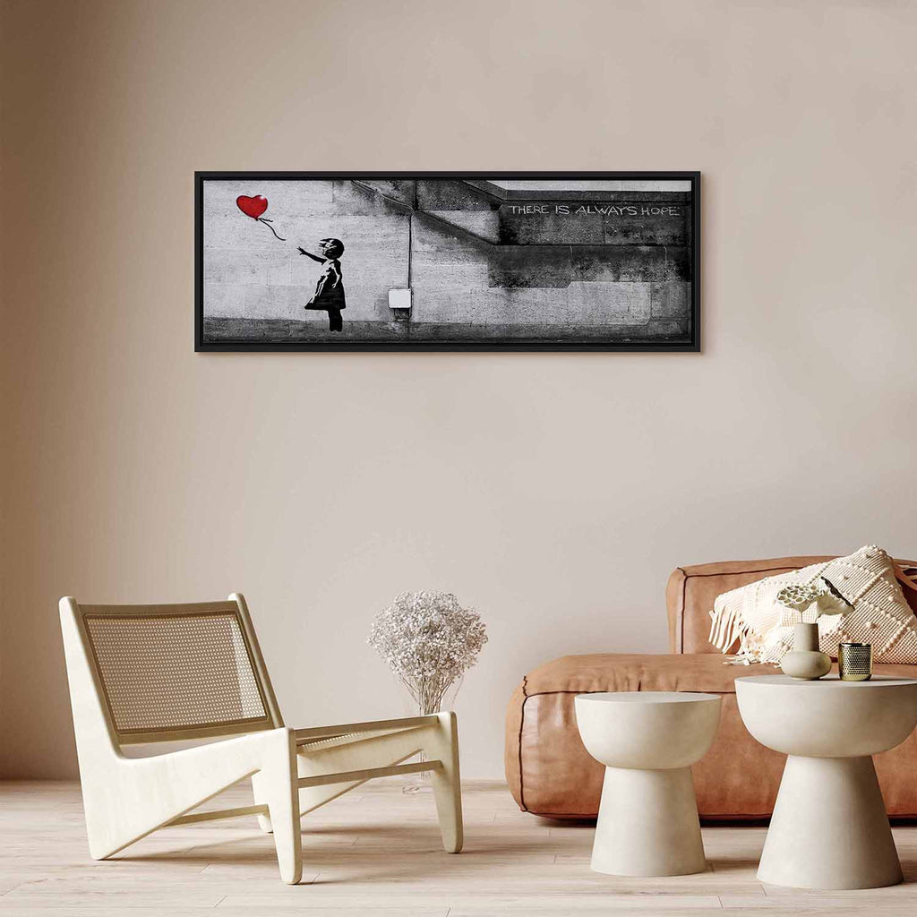Hope Graffiti Girl Narrow Red Canvas Print
