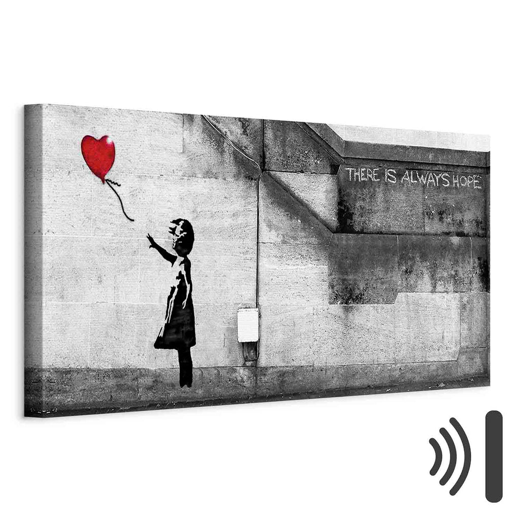 Hope Graffiti Girl Narrow Red Canvas Print