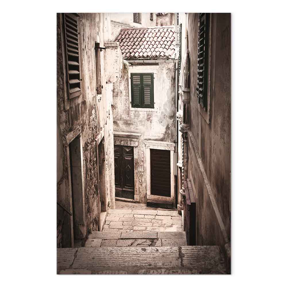 Retro Alley Architecture Vertical Canvas Print