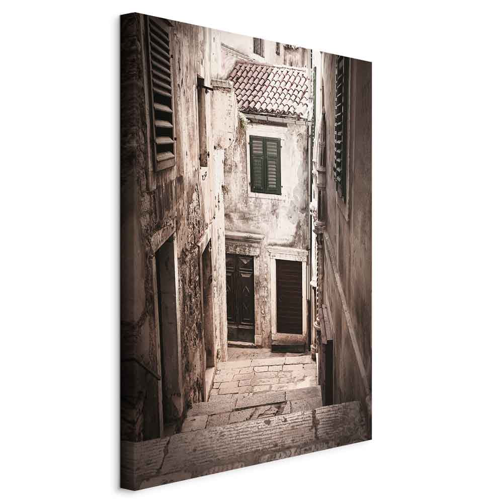 Retro Alley Architecture Vertical Canvas Print
