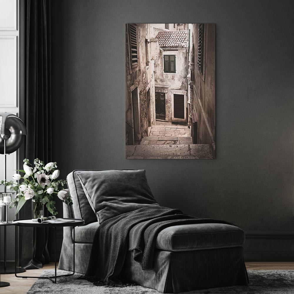 Retro Alley Architecture Vertical Canvas Print