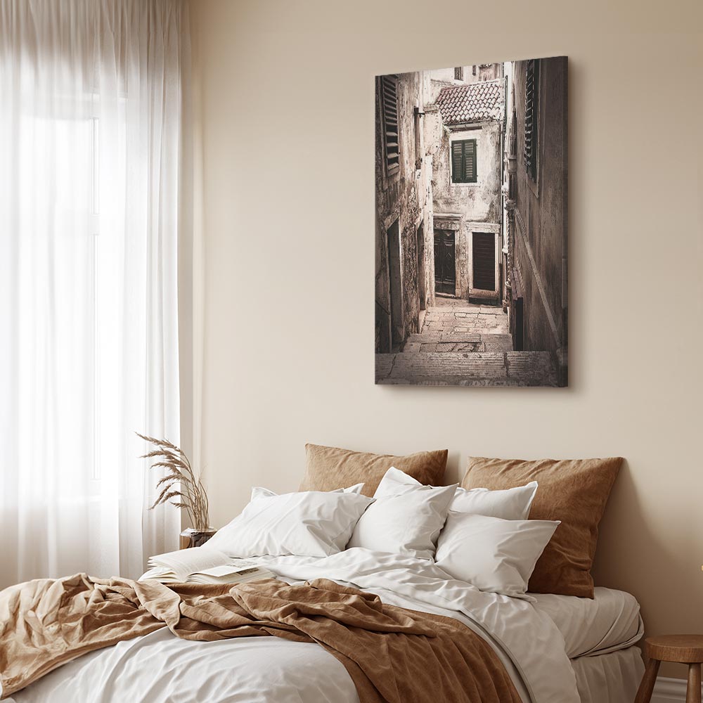 Retro Alley Architecture Vertical Canvas Print