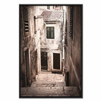 Retro Alley Architecture Vertical Canvas Print