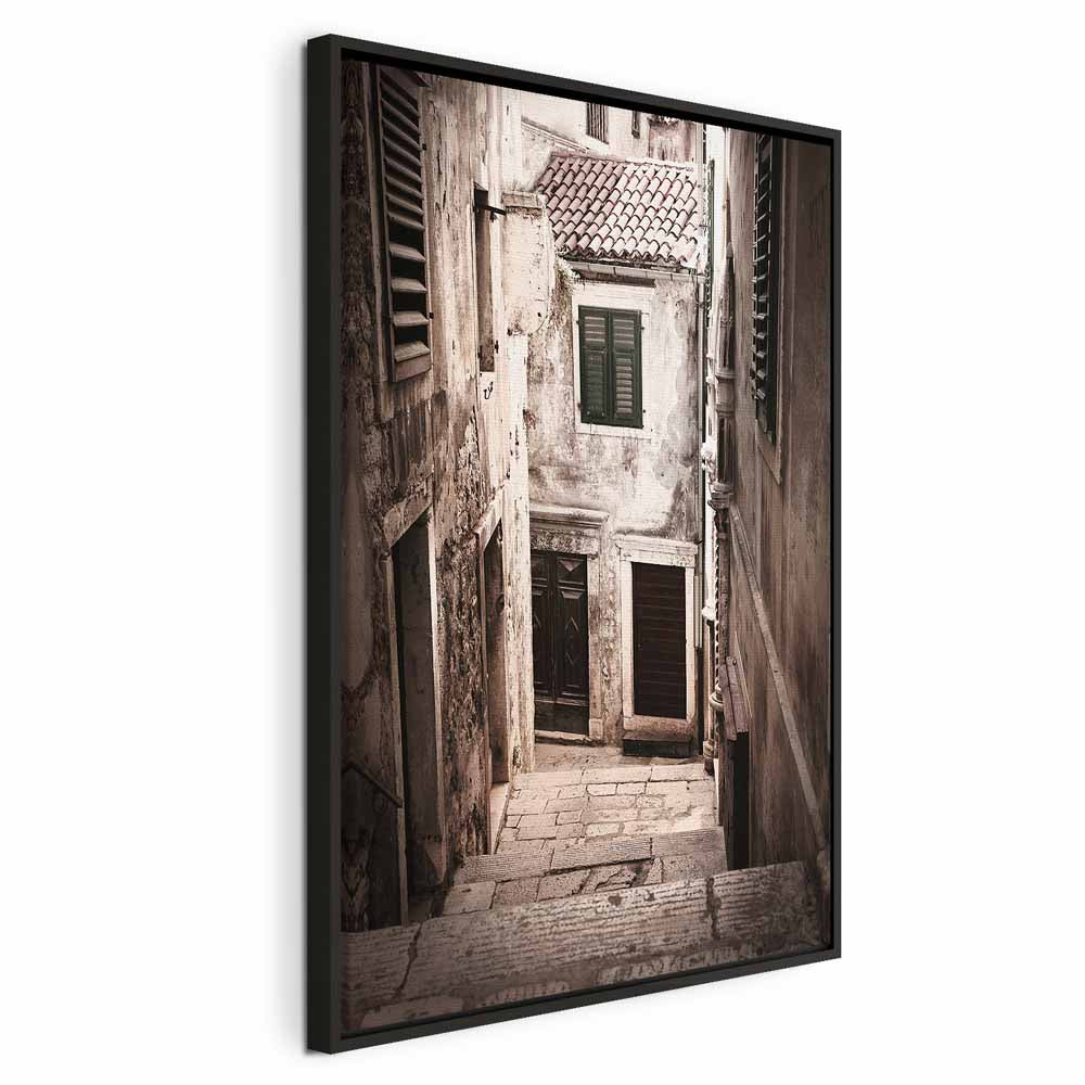 Retro Alley Architecture Vertical Canvas Print