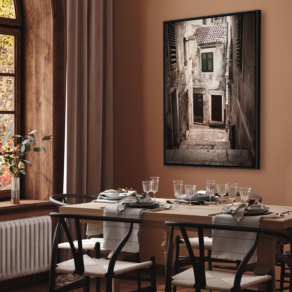 Retro Alley Architecture Vertical Canvas Print