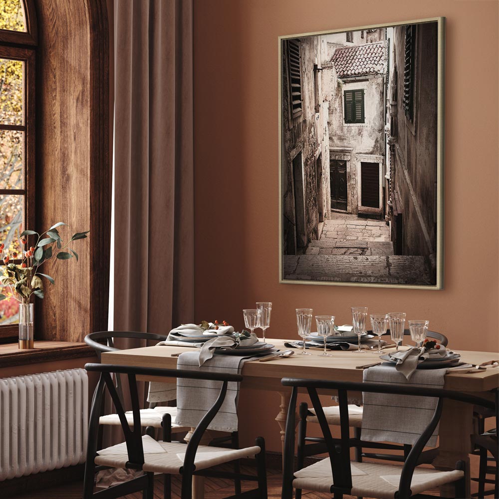 Retro Alley Architecture Vertical Canvas Print