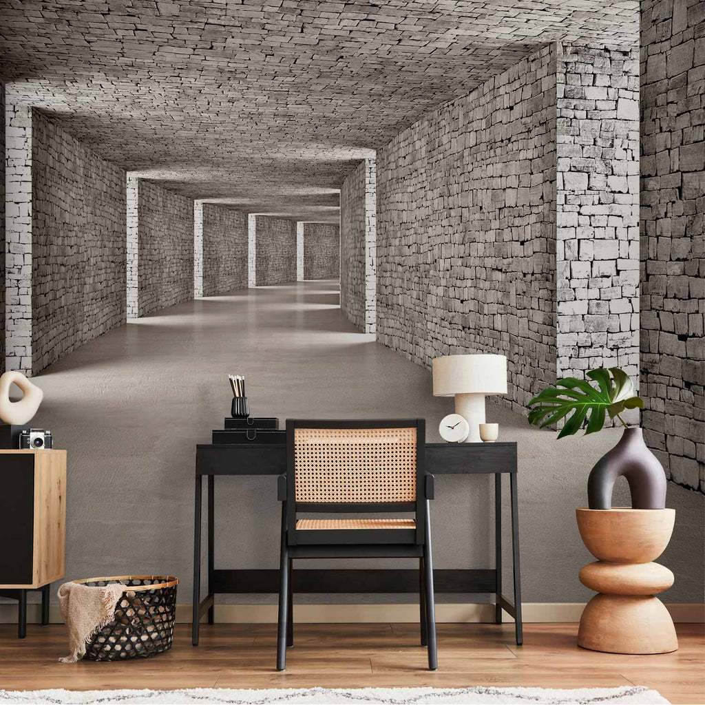 Mysterious 3D Tunnel Wall Mural