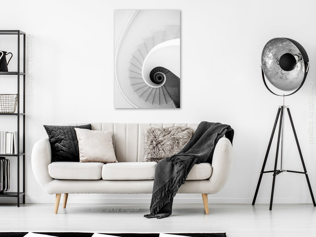 Canvas Print - White Stairs (1 Part) Vertical