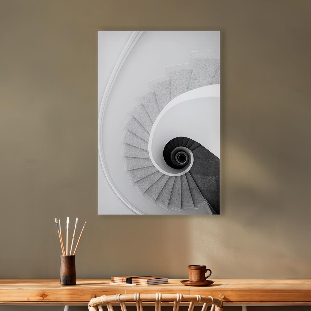 White Staircase Architecture Canvas Print