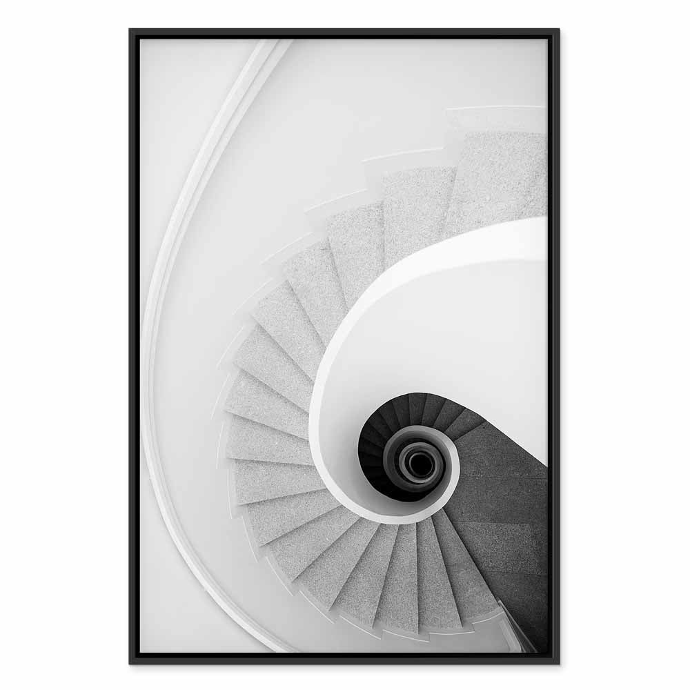 White Staircase Architecture Canvas Print