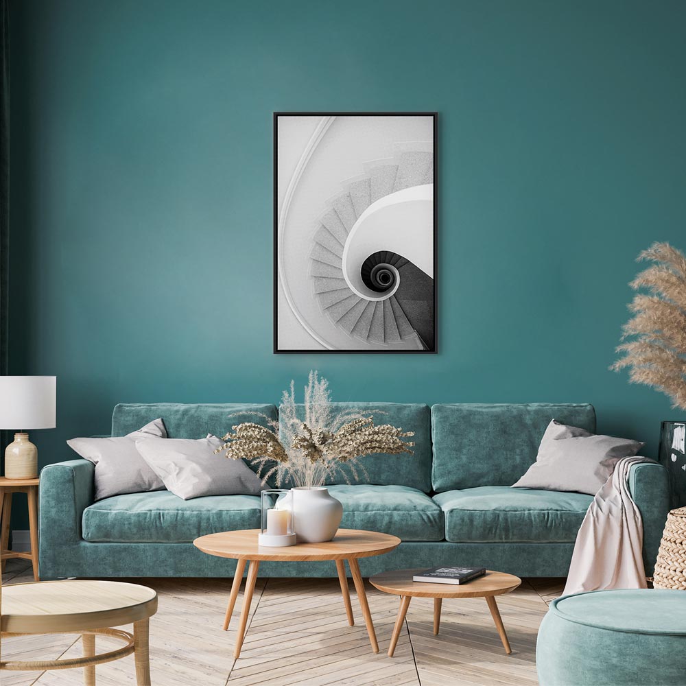 White Staircase Architecture Canvas Print