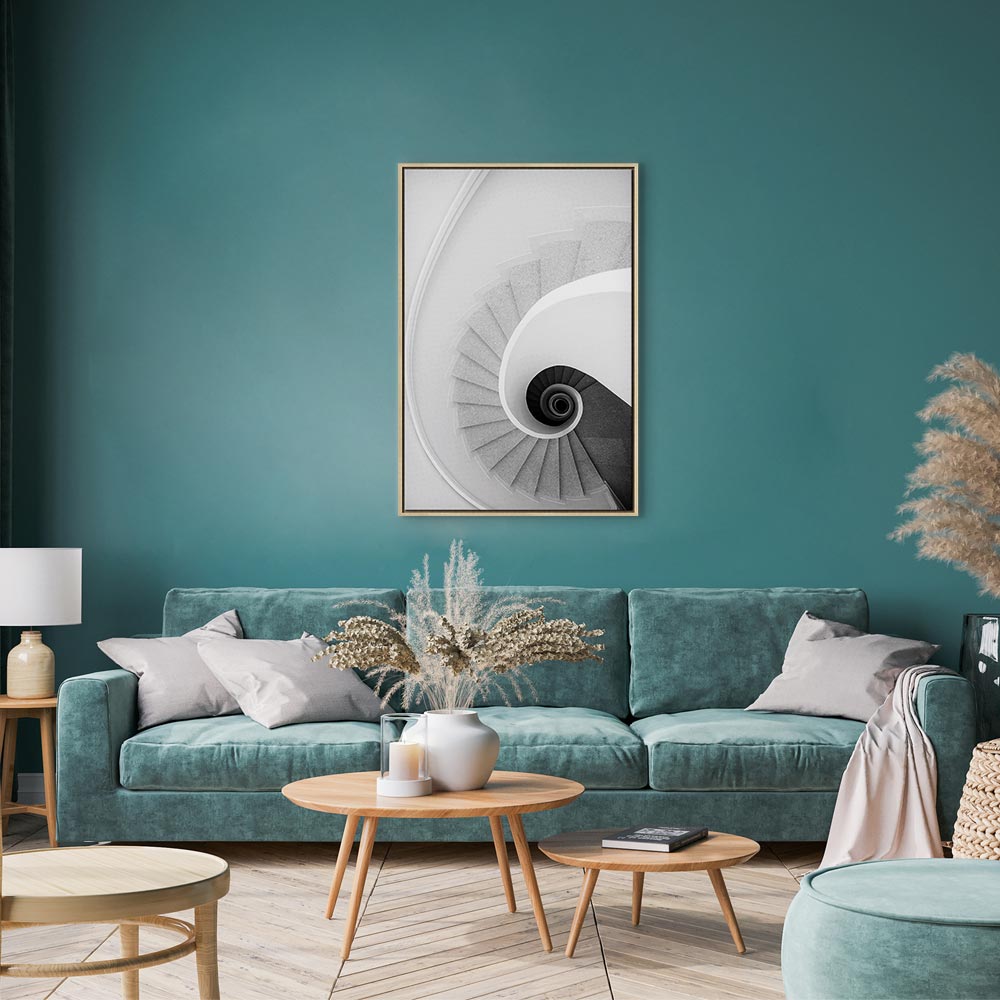 White Staircase Architecture Canvas Print