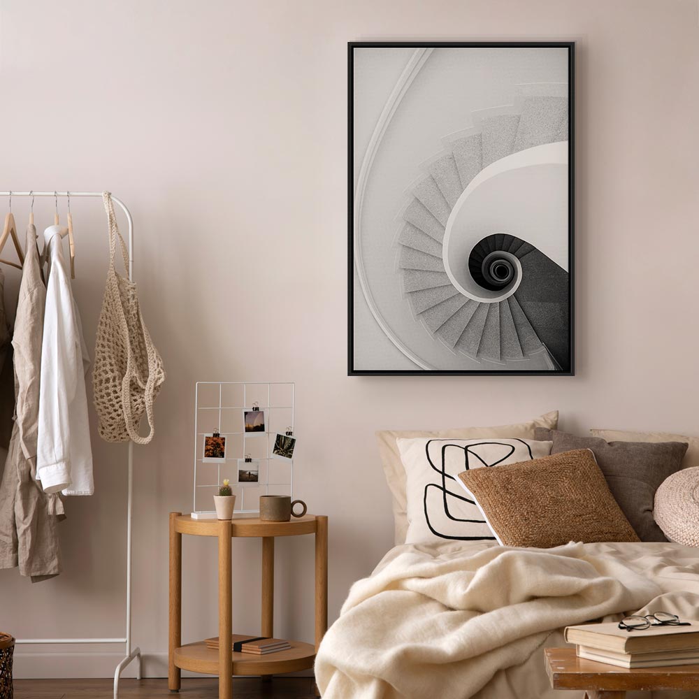 White Staircase Architecture Canvas Print