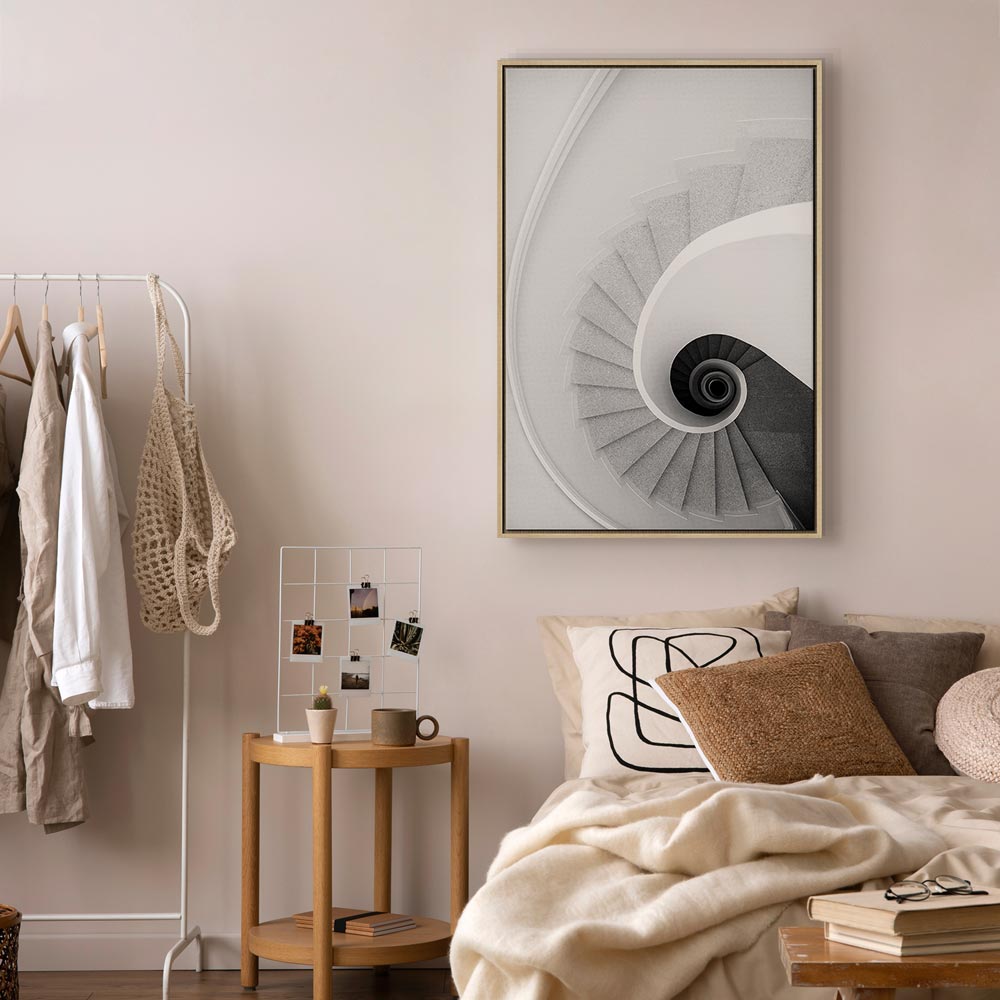 White Staircase Architecture Canvas Print