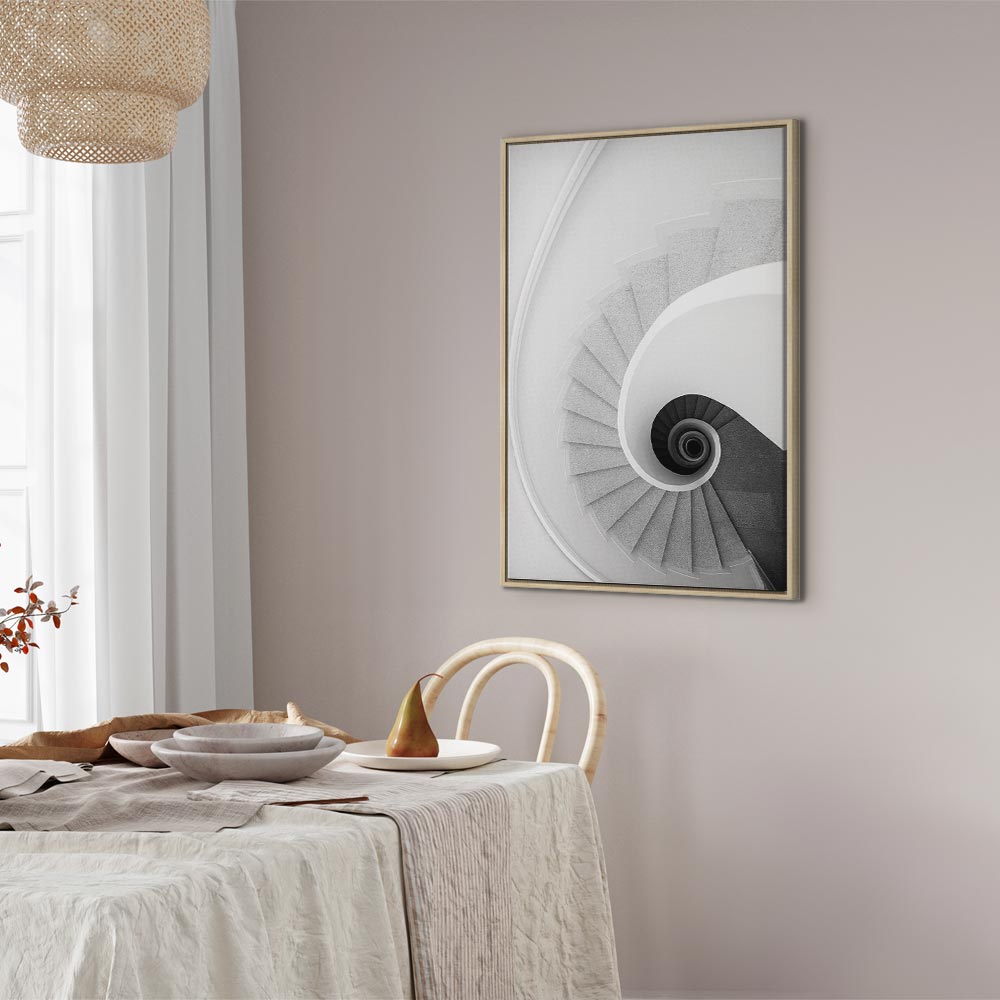 White Staircase Architecture Canvas Print