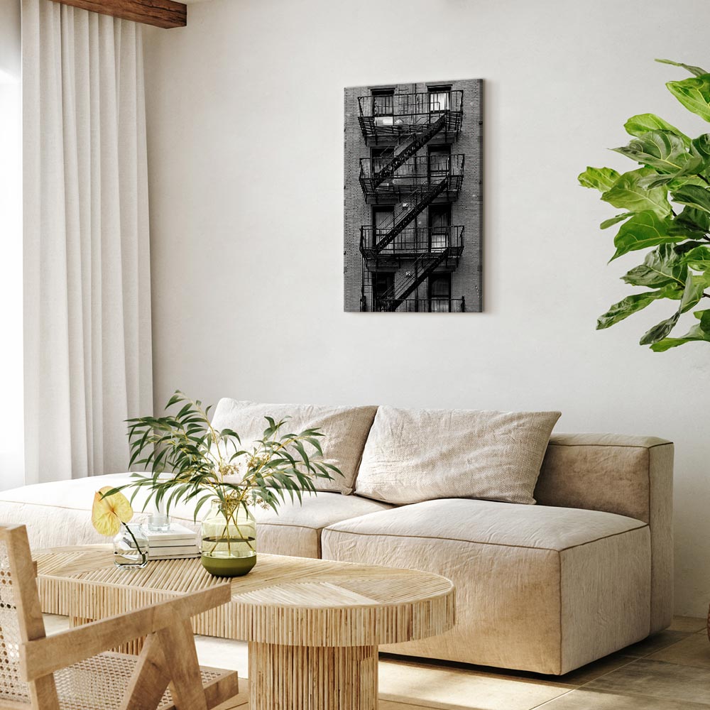 Emergency Exit Stairwell Photo Canvas Print
