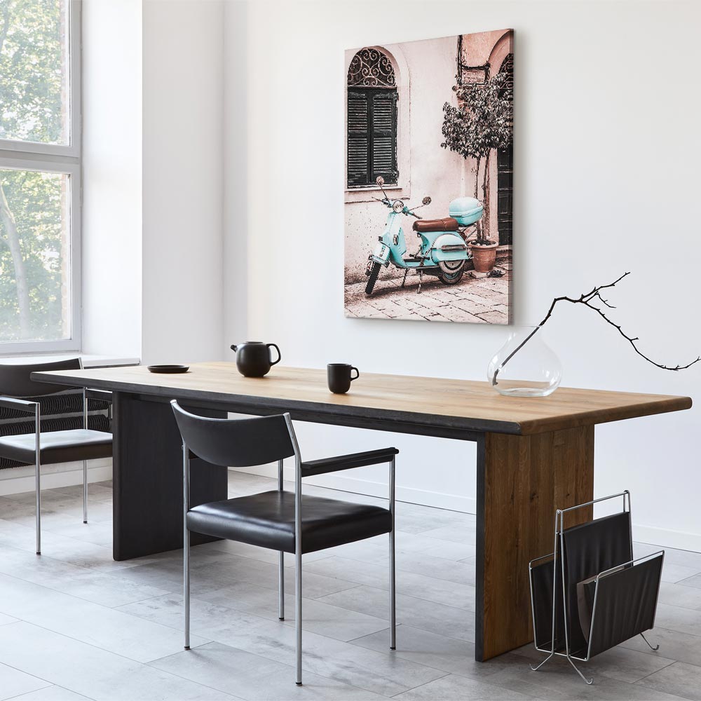 Iconic Vespa Street Scene Vertical Canvas Print
