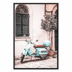Iconic Vespa Street Scene Vertical Canvas Print